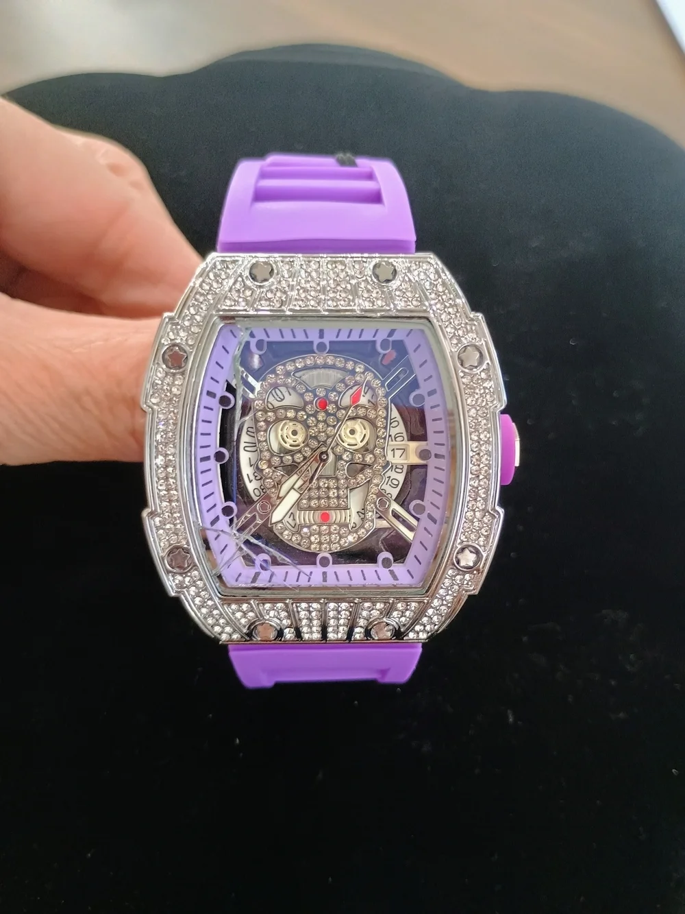 Purple Skull Dial Crystal Accent Women's Watch